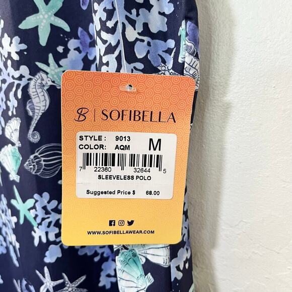 Sofibella UV Featherweight 1/4 Zip Golf Polo Top Size M Blue Sea Shell NEW - Picture 8 of 9